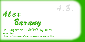 alex barany business card